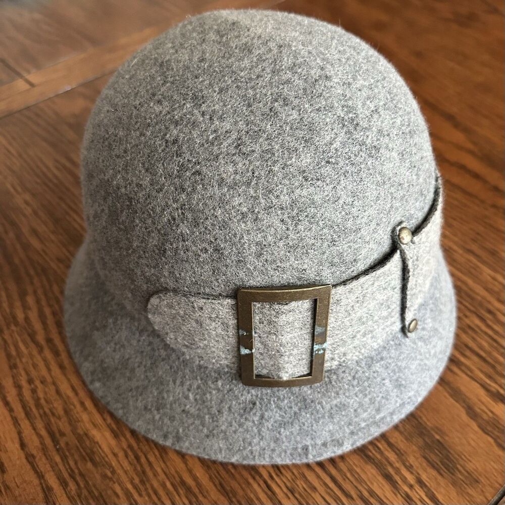 VTG Scala Pronto Hat Wool Bucket Gray Retro Flapper Mod Minimalist Classic